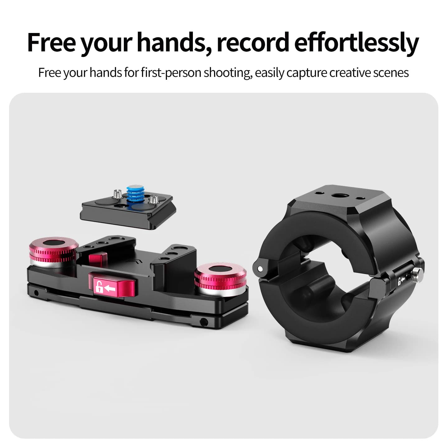 Quick Release Selfie Stick Clamp Dual 1/4 ARRI Position Hole with Backpack Waist Strap Mount For GoPro Hero 13 12 Action Camera