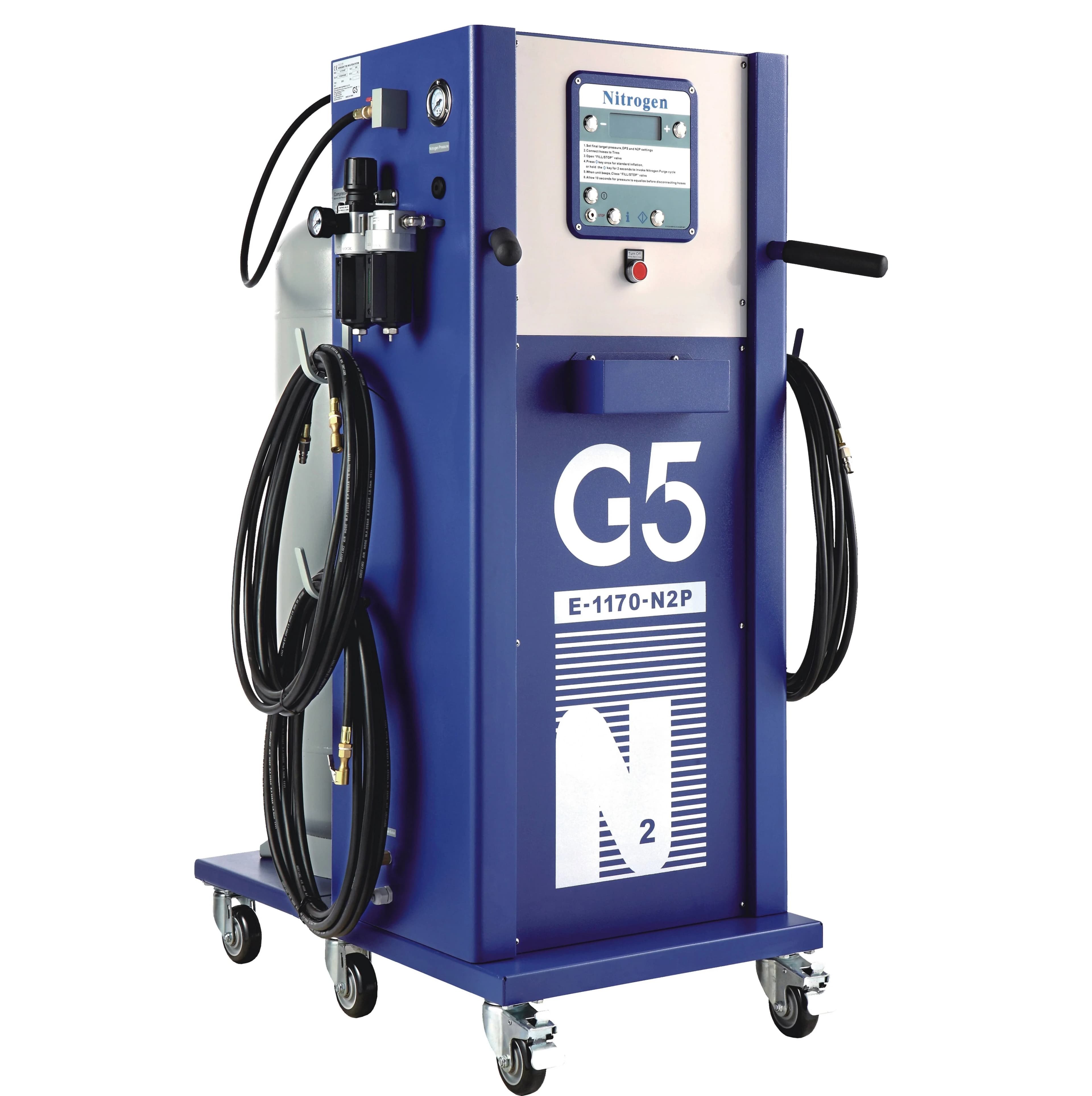 G5 E-1170-N2P Gonfiatore Pneumatici ad Azoto PSA con Manometro Digitale, Struttura in Metallo, 110/220V, Certificato CE per Auto e MPV