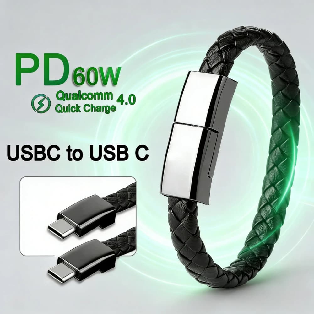 Cavo Braccialetto Tipo C da 60W per Ricarica Rapida PD e Sincronizzazione Dati per iPhone 16 15 Samsung Xiaomi, Cavo USB C a USB C per Ricarica Veloce