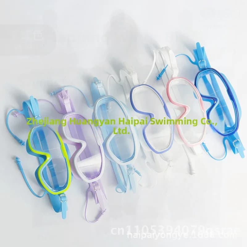 Swimwear with big frame for kids HD Single-piece ear pads waterproof Earguards Swim glasses for boys and girls Mixed colors
