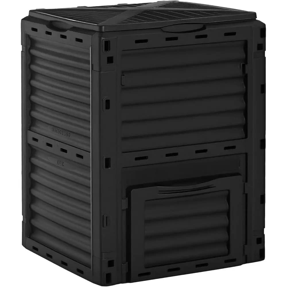 80 Gallon Black Large Capacity Garden Compost Bin Aerating Design Fast Fertilizer Easy Assembly for Outdoor