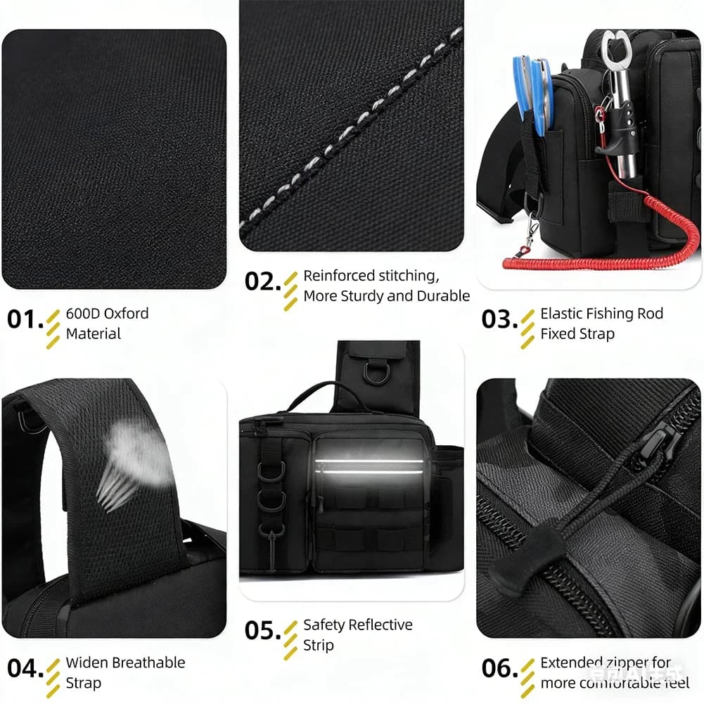 Adjustable Wide Shoulder Fishing Backpack Oxford Material Waterproof for Fishing and Outdoor Hiking