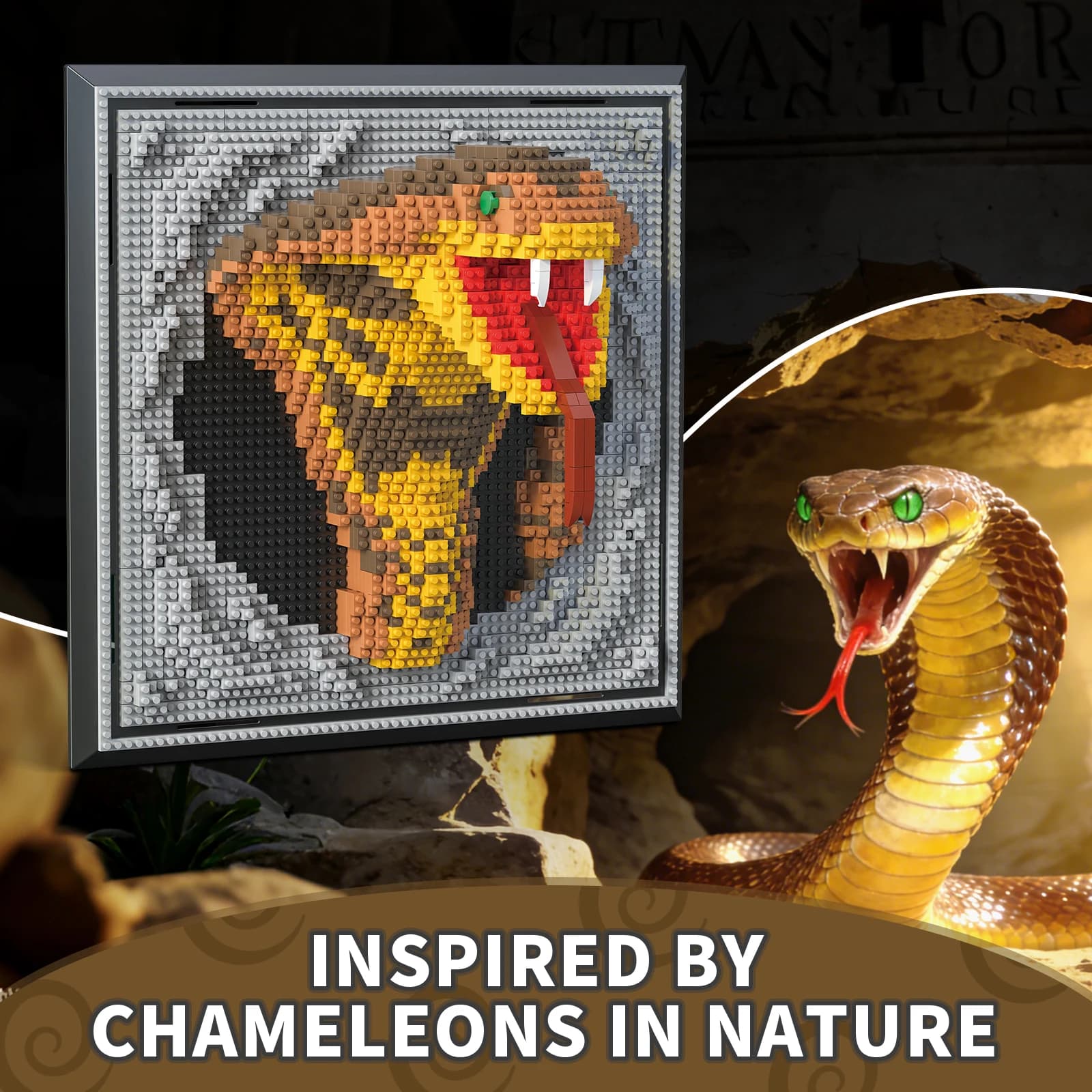 Set di blocchi da costruzione in miniatura con serpente 3D, adatto per adulti, decorazione unica per pareti di casa o da scrivania, non compatibile con Lego, regalo ideale per compleanno o Natale per adolescenti (2097 pezzi)