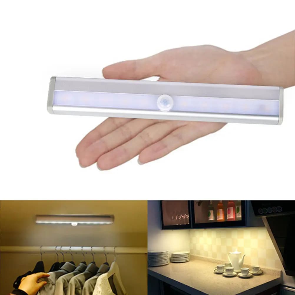 Human Sensor LED Night Light Rechargeable Magnetic Strip Stick-on Closet Cabinet Soft Light No Glare Motion Sensing Energy