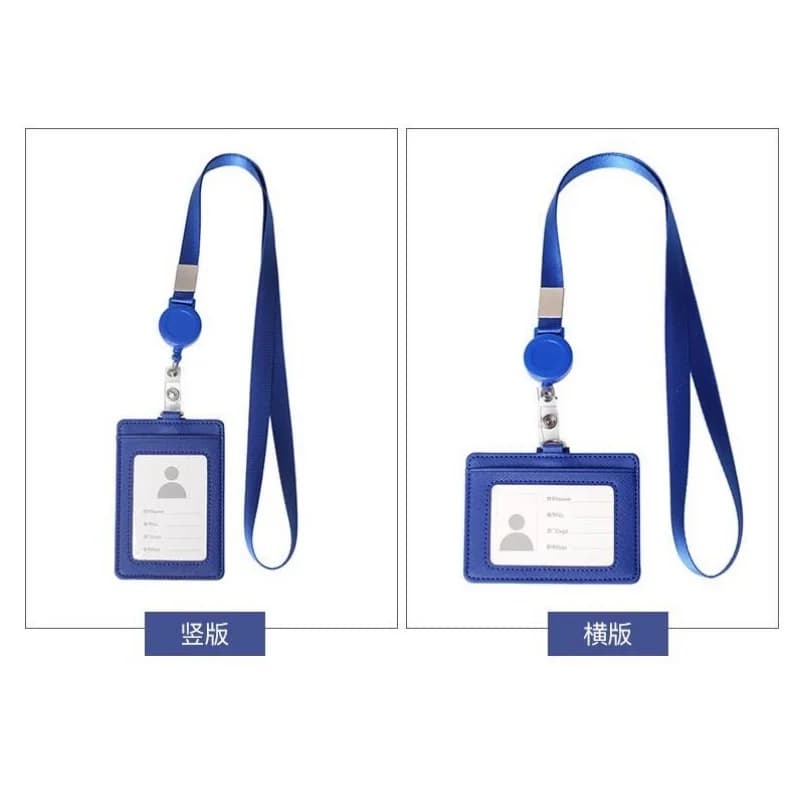 Porta badge per carta d'identità dei dipendenti Porta carte di credito bancarie aziendali in pelle Cordino Pass Bus Card Credenziali Clip con tracolla