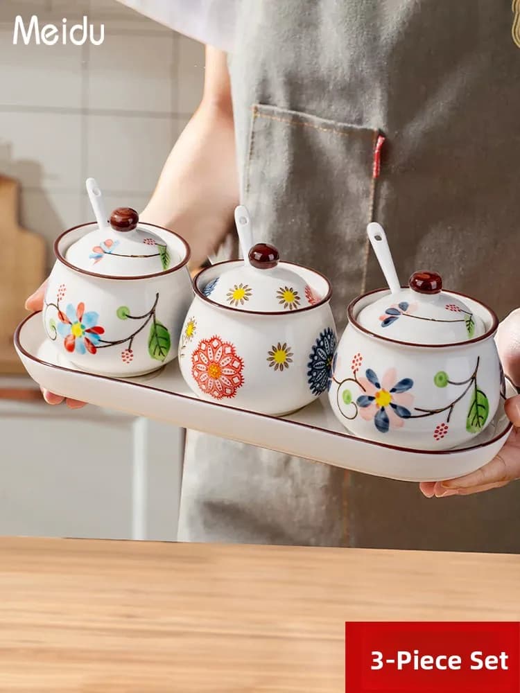 Set di barattoli per condimenti da cucina, contenitori per sale e spezie, bellissimi barattoli per olio e salsa piccante, a forma di palla, per la casa