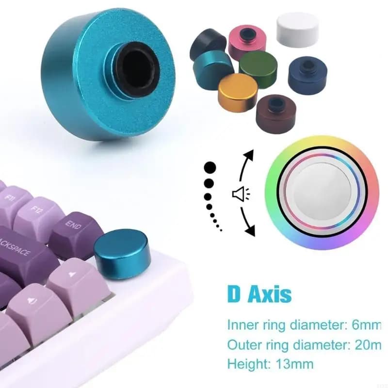 Manopola rotonda in metallo a 7 colori per accessori per tastiera meccanica F75 IK75 Luminosità del volume Regola le parti Tappo chiave per tastiera da gioco