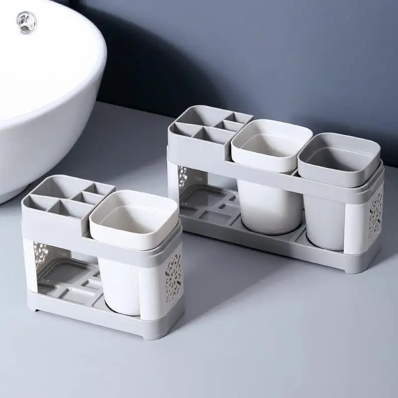 Creative Home Couple Mouthwash Cup Toothbrush Holder Set with Two Cups Bathroom Toothbrush Stand Personal Hygiene Tools