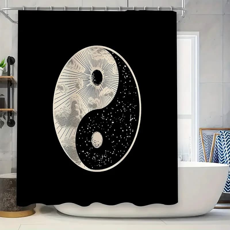 Yin Yang Shower Curtain Japanese Zen Decor Eastern Philosophy Tapestry Bathroom Set Spiritual Home Decor Tranquil Design Artisti