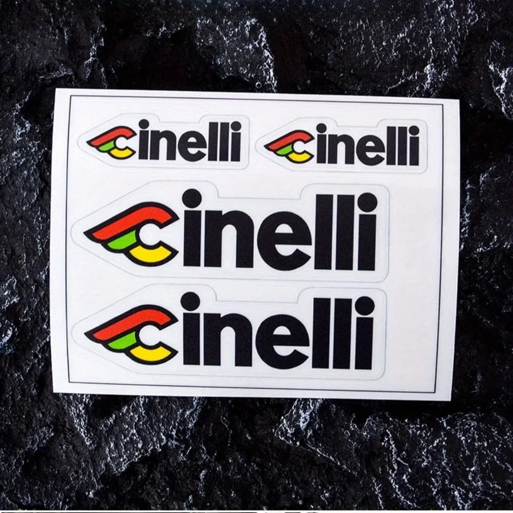 Cinelli Brand Multi-Size Sticker Set, Premium Decals to Add Professional Cycling Style to Bike Frames and Helmet Visors
