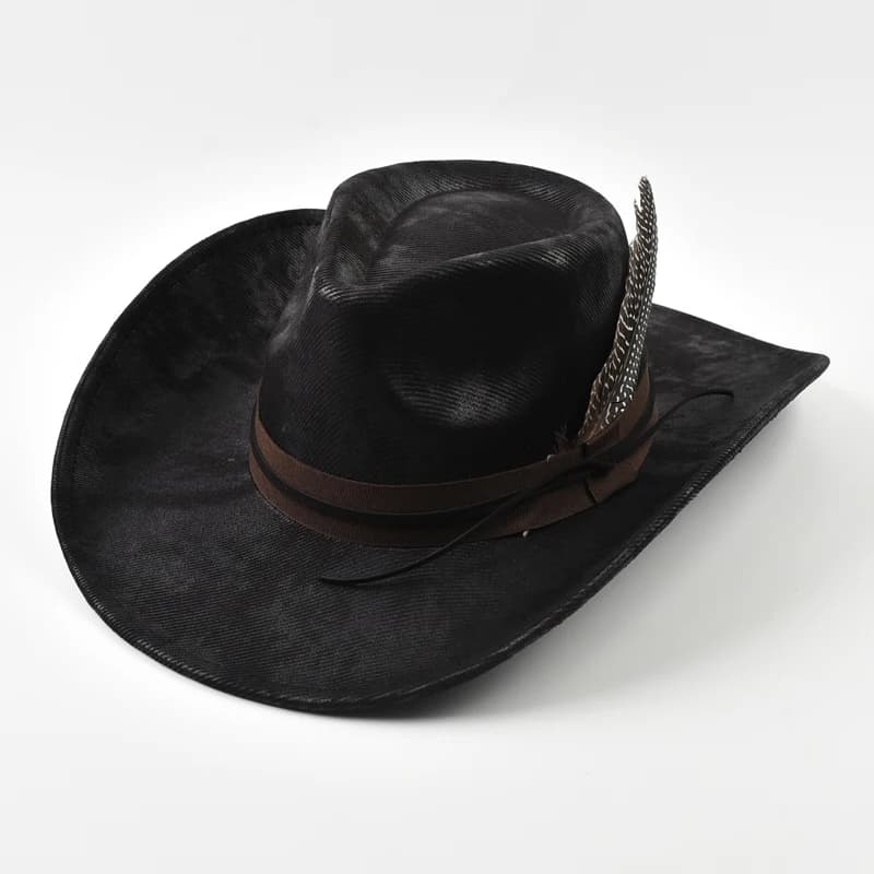 Accessori di piume fatti a mano Cappello Fedora Cappello da cowboy occidentale vintage Cappello da viaggio per feste in stile street Sombrero Hombre