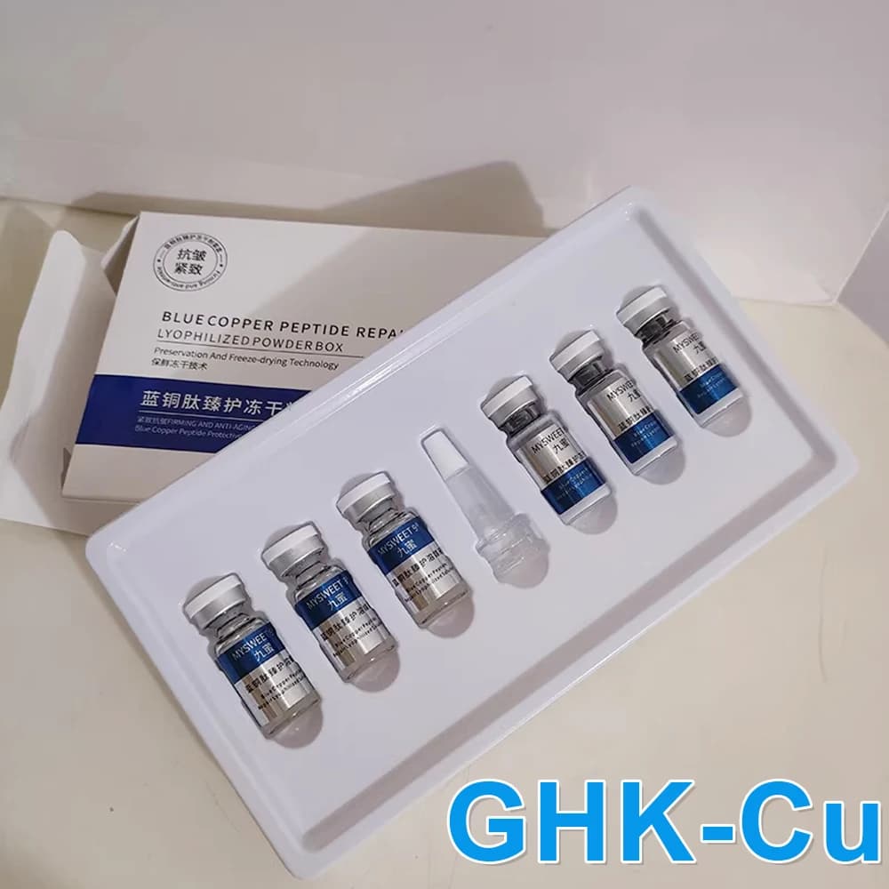 Kit Polvere Liofilizzata Riparatrice al Peptidi di Rame Blu per il Viso GHK-Cu - Essenza Rassodante e Idratante che Restringe i Pori per la Cura della Pelle