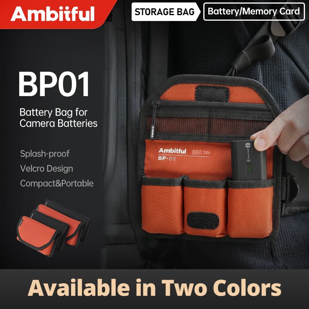 AMBITFUL BP01 Portable Camera Battery Storage Bag, Accessory Pouch for SD Cards, Data Cables & Camera Batteries