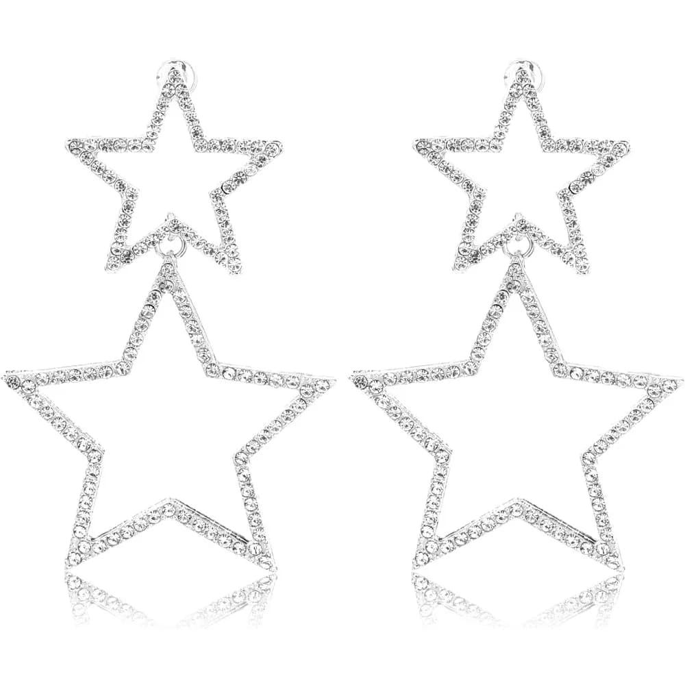 Hollow Pentagram Hoop Earrings: Lightweight Anti-sensitive Dangle Drops for Women