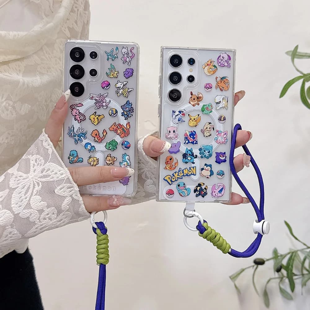 Japan Anime P-Pokemon Case for Samsung Galaxy S23 S24 S25 Ultra Plus FE A A15 A35 A55 A16 A26 A36 A56 Magsafe Magnetic Cover