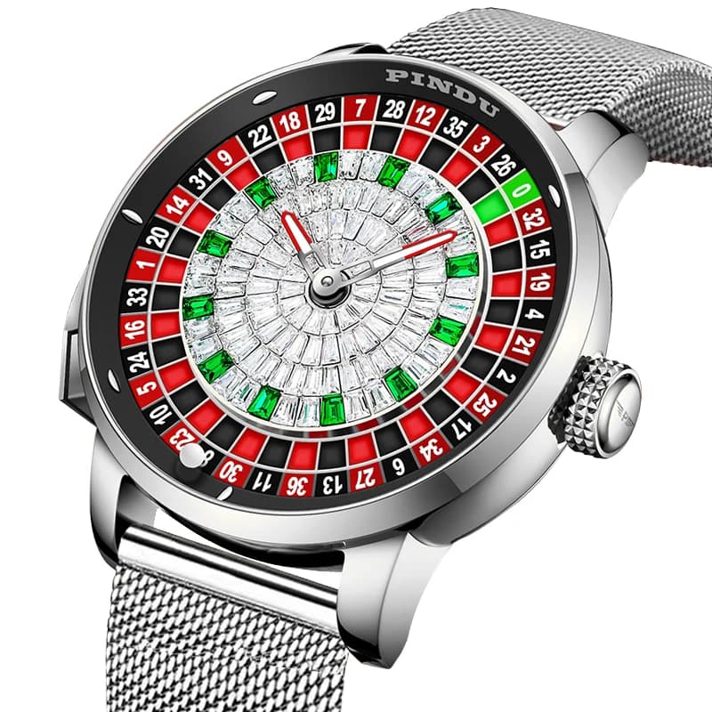 NH35 Men's mechanical watches PINDU Russian game table Roulette Button Style Luminous men's watch with automatic rotating diamonds