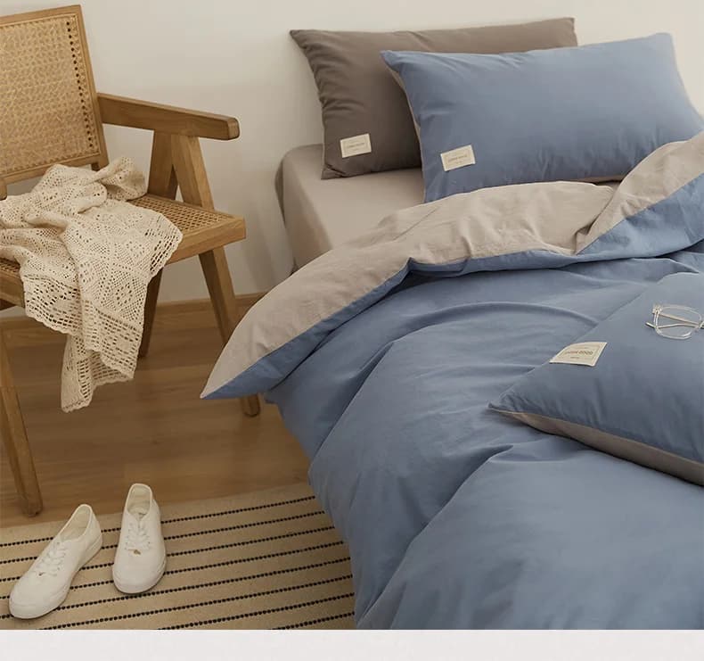 Set of four pieces of pure cotton new bed sheet for students, bed linen for dormitory, simple and modern, double-sided, universal for four seasons