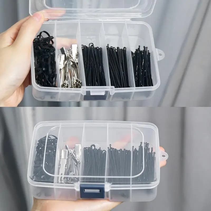 Plastic Clear Hair Clips Storage Box Dust Proof Jewelry Portable Accessory No Mess Easy Find Organizer