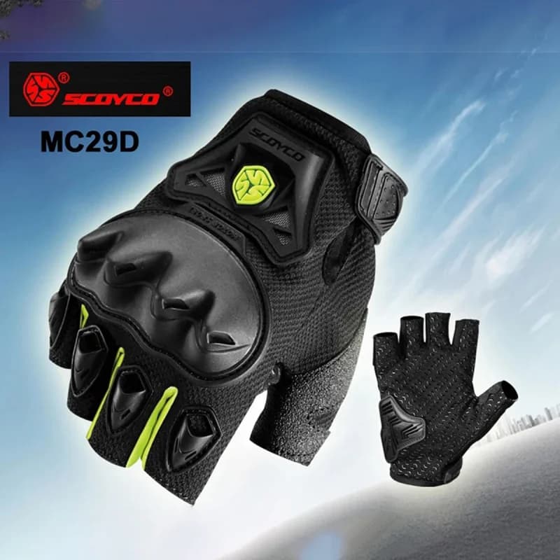 Men's motocross racing gloves with hard shell, gym, finger-free protective equipment and silicone palm, breathable gloves for noches, woman, man, MC29D