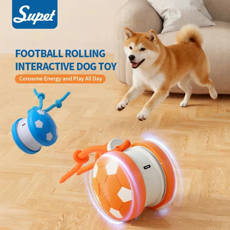 Smart vibrating ball for dogs, interactive football ball, dog toy with automatic movement, puppy balls, chewing toys with knotted rope