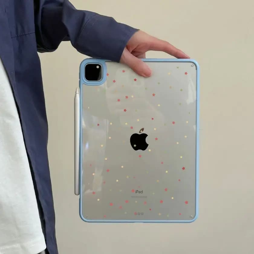 Cover Trasparente Colorata a Stelle Y2K per iPad Pro 13 11a Gen M5 M4 12.9 A16 10 8 7 9a 10a Gen, per iPad Air 11 M2 M3 Mini Custodia per Tablet