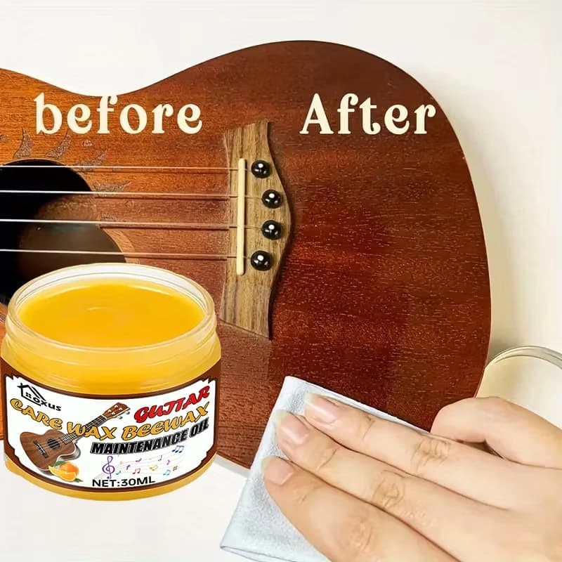 Lucidante Premium per Chitarra 30ml, Cera Premium per Chitarra, Lucidante in Cera d'Api per Chitarre, Violini, Ukulele, Cura di Strumenti a Corda