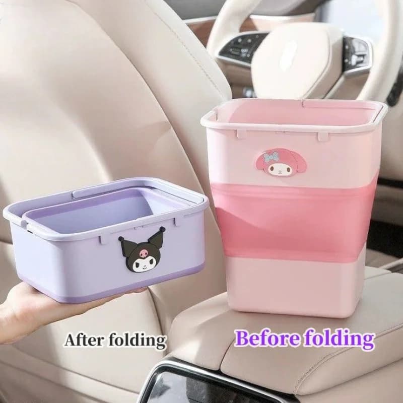 Kawai Sanrio Il mio melodykuromi pattumiera per auto pieghevole portatile impermeabile barile di stoccaggio per ombrellone carino per esterni portatile