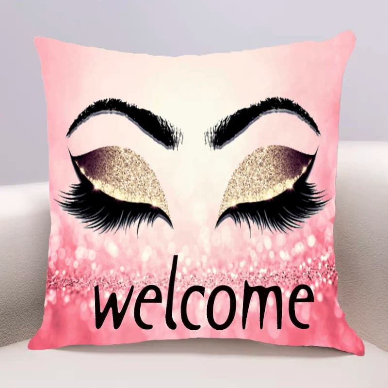 Rose Golden Glitter EyeLash Lashes Cushion Cover for Sofa Pillow Case Cover Seat Car Throw Pillowcase 45X45cmFor Home Decorative