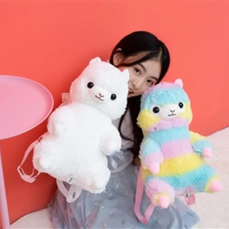 Zaino in peluche di alpaca Cartone animato simpatico peluche Borsa a tracolla con animali di peluche morbidi per regali di compleanno per ragazze per bambini