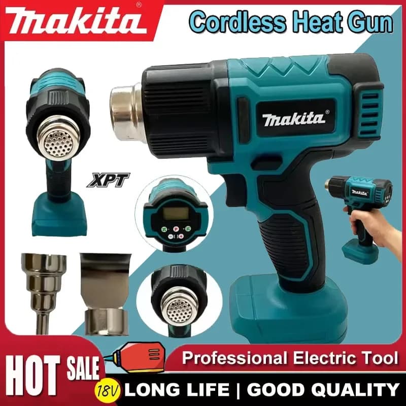 Makita Pistola Termica a Batteria 18V DHG181, Strumento per Saldatura e Asciugatura ad Aria Calda, Max 550°C ° Pellicola Termoretraibile Wireless Ricaricabile