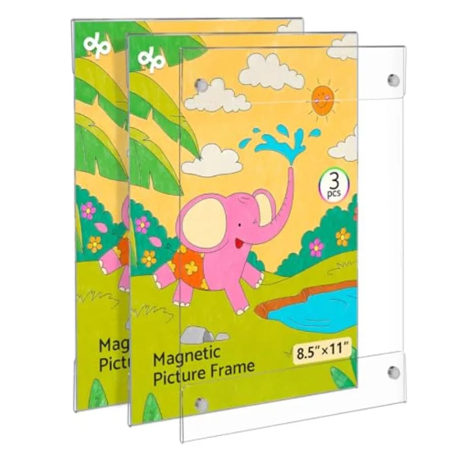 Magnetic Picture Frames 8.5 x 11, Clear Acrylic Artwork Frame with 4 Strong Magnets, Reusable Document Paper Holders for Refrig