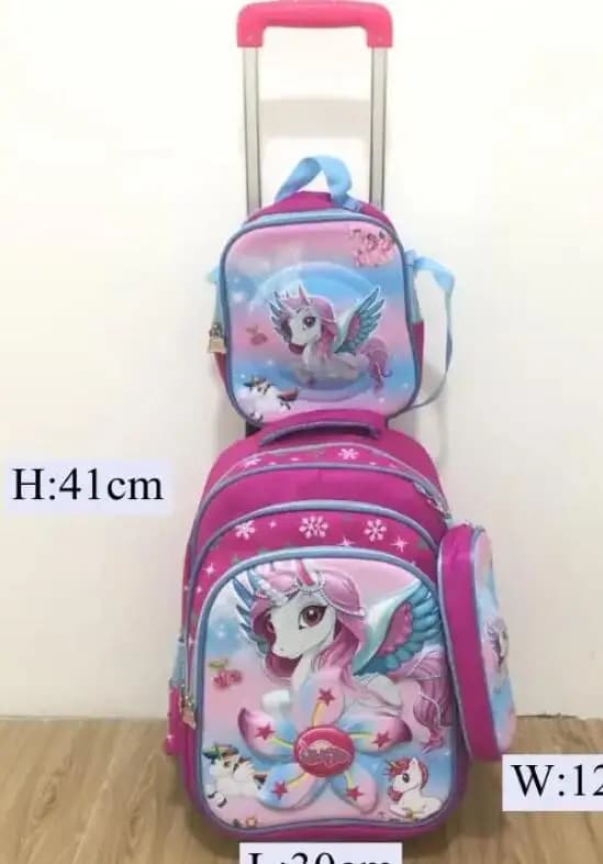 set di borse per zaino con ruote per scuola per studenti Borsa per zaino con ruote per scuola Zaino per trolley per bambini Borsa per ragazze