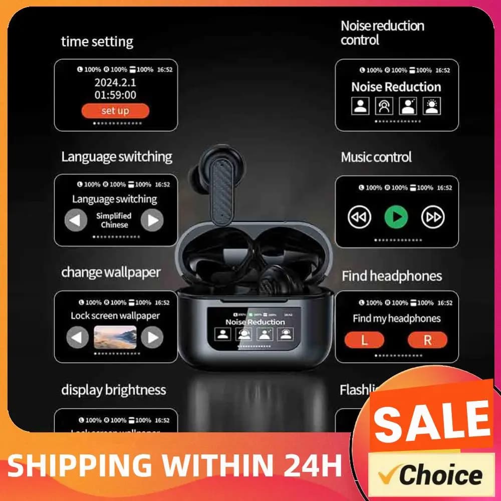 Auricolari Traduttori Wireless BT 5.4 in Tempo Reale con Cancellazione del Rumore ANC, Traduzione Bidirezionale in 144 Lingue per Viaggi d'Affari