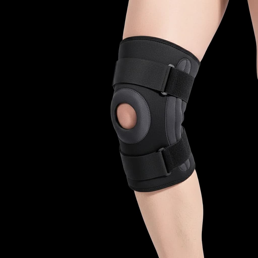 1PC Ginocchiera Supporto per ginocchio regolabile con stabilizzatori laterali, ginocchiera per sollievo dal dolore articolare Artrite Strappo del menisco ACL PCL MCL