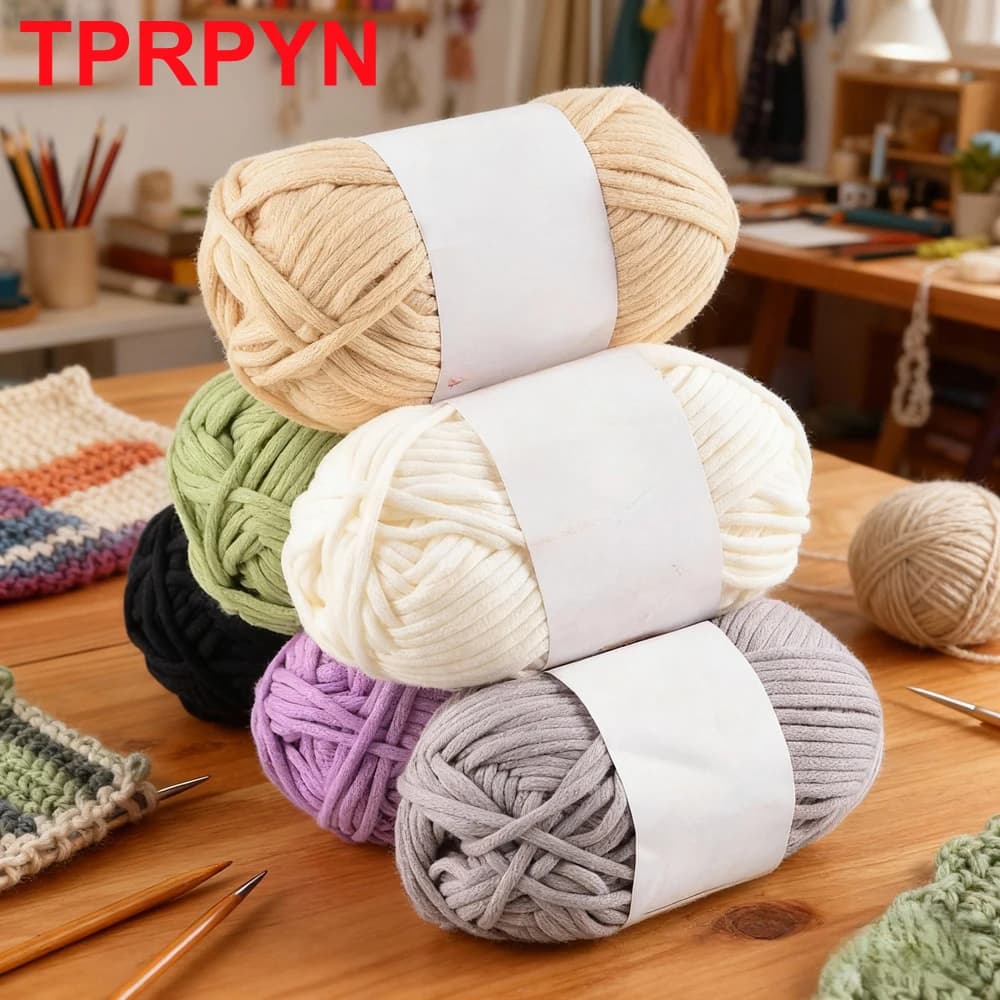 1 pezzo di filato cavo per uncinetto rotondo a mano per maglieria, borsa in filato, tappetino per cuscino, filato per uncinetto, cappello fai da te, linea di scarpe amig