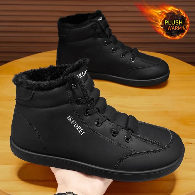 Stivali invernali unisex con punta larga a piedi nudi Stivali da uomo in cotone medio superiore Scarpe casual calde e spesse Stivaletti all'aperto Scarpe da trekking antiscivolo