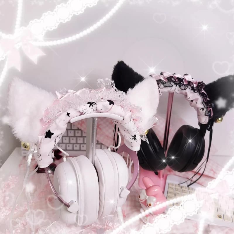 For Sonyxm4/XM5 Cat Ear Accessory Decoration Band for Airpods MX Headphone Case Toys Design DIY Y2k Headphones Attachment