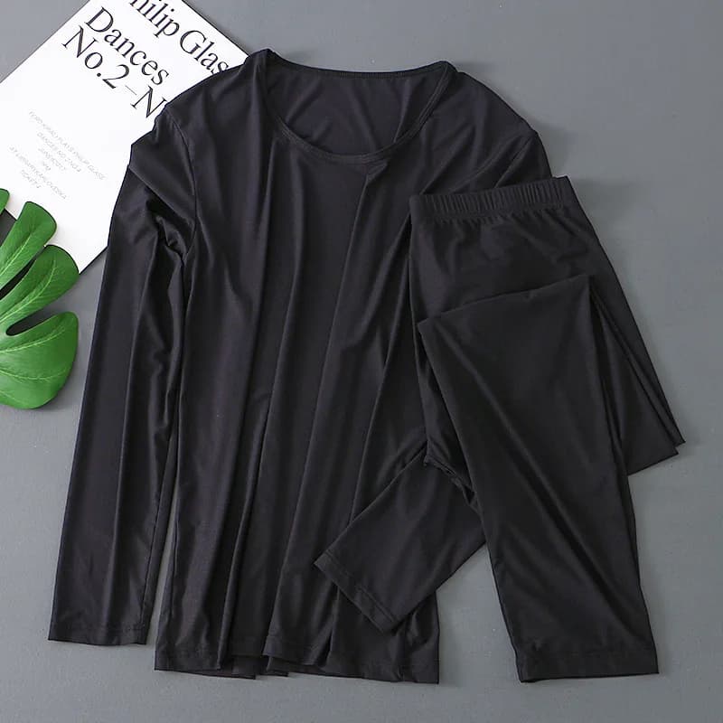 Men's Thermal Intimate Complete Long Skirts in Ultra-thin Ice Silk Set of leggings for shirt with breathable thin bottom and breathable quick drying