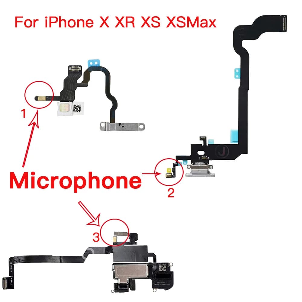 Per iPhone X XR XS Max sostituzione microfono sull'altoparlante auricolare, dock di ricarica, cavo flessibile del volume di accensione