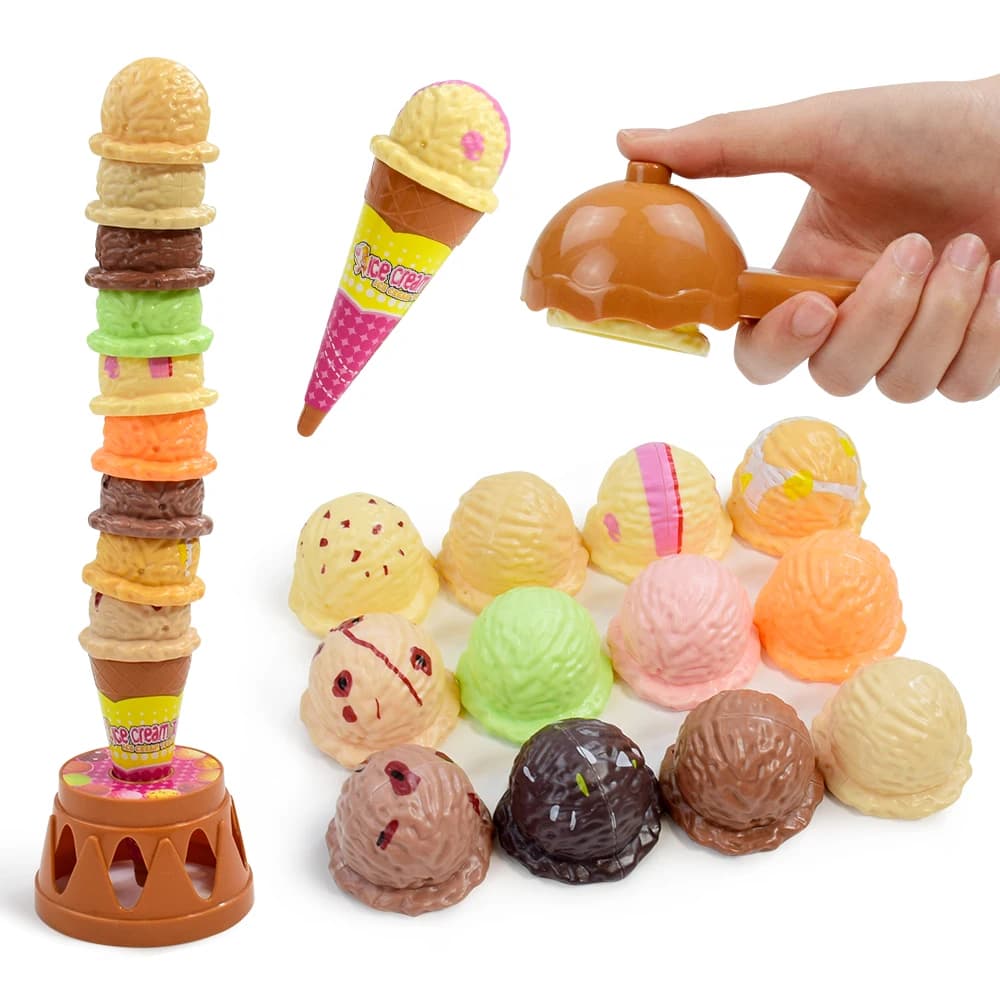 Children's Ice Cream Stacking Games Simulated Food Stack Up Play Kids Kitchen Pretend Play Toy Educational Toys For Gift Box