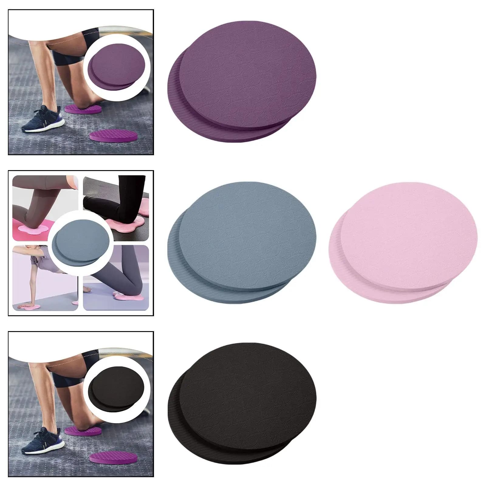Yoga Knee Pads Set Round TPE Exercise Cushions Non Slip Mat for Pilates Plank Meditation Floor Support