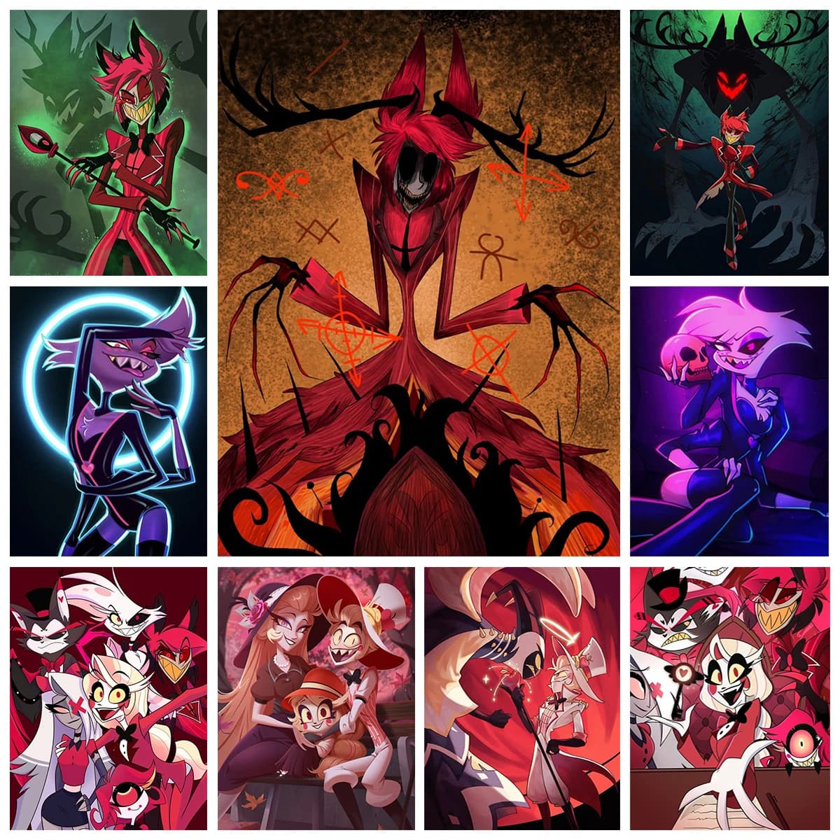 Diy Diamond Art Painting Kit H-Hazbin Cartoon Hotel Embroidery Alastor Chibis Velvette Mosaic Cross Stitch Home Decor Kids Gift
