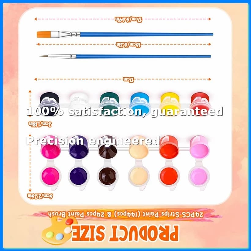 12 Pack 144Pcs Mini Acrylic Paint Set with Brushes for Kids Adults Craft Paint, 12 Colors Washable Acrylic Paint Strips-ABRM