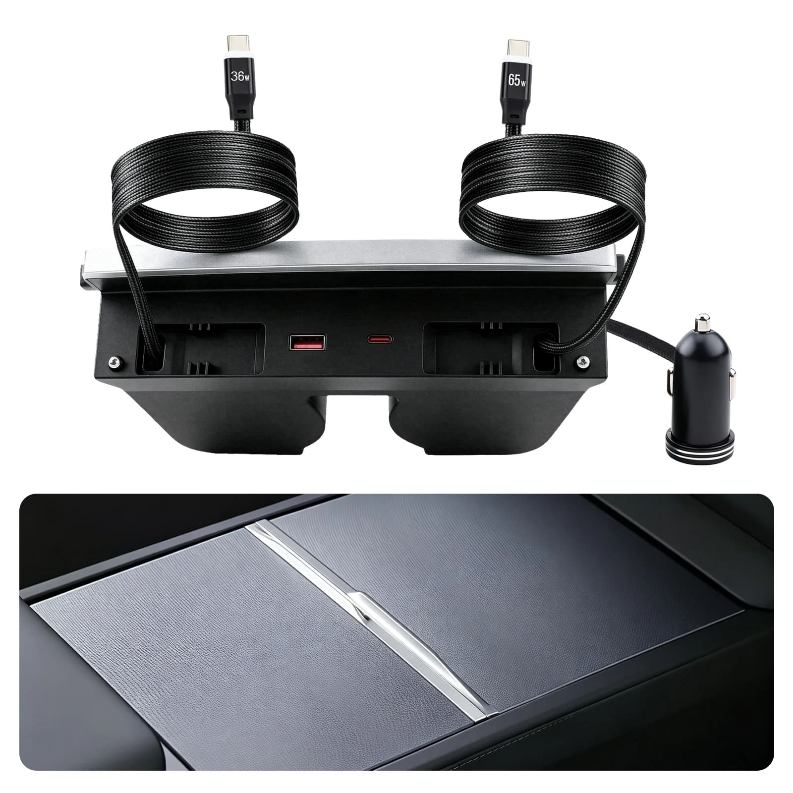 For Tesla Model Y Juniper 2025-2026 Model3 2024-2026 Retractable Center Console Type-C Hub Charger Fast Charging Docking Station
