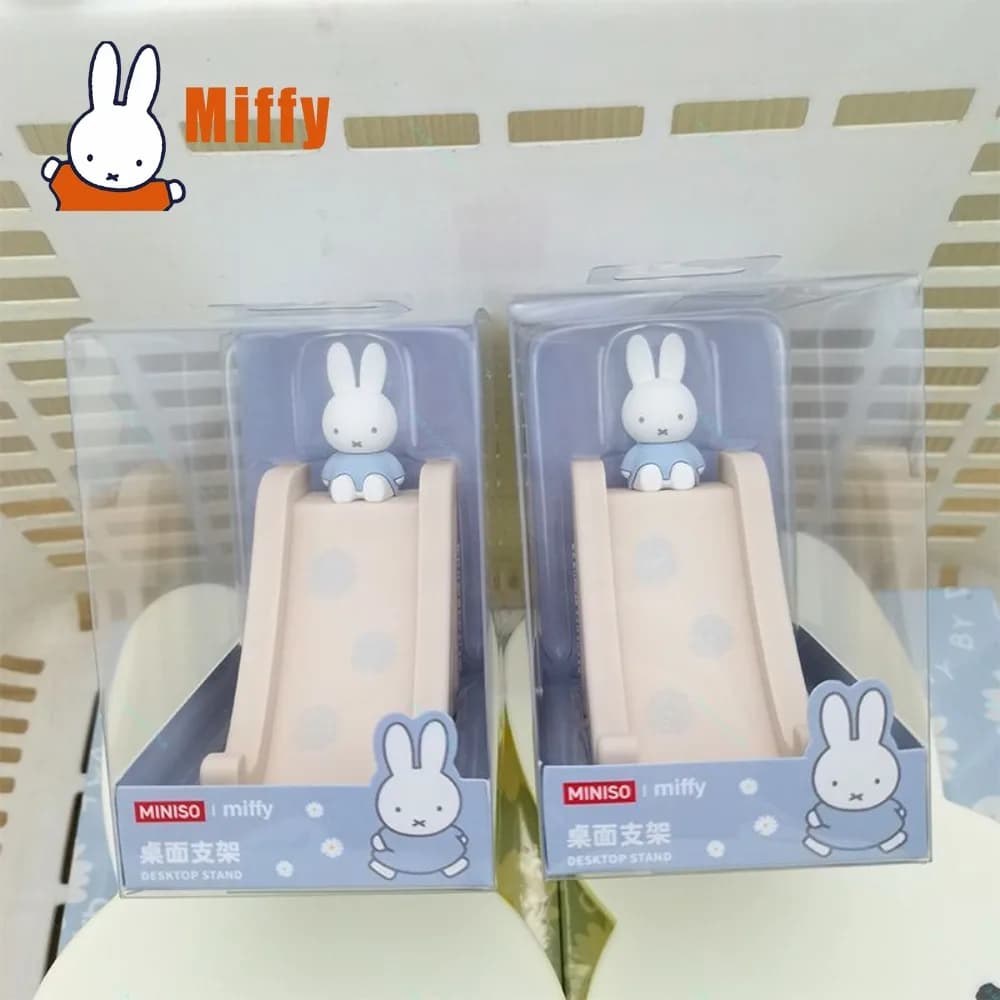 Supporto per Telefono Kawaii Miffy, Simpatico Porta Cellulare a Forma di Coniglio, Decorazione da Scrivania Rosa Pastello e Blu con Motivi Floreali, Regalo Estetico per Ragazze