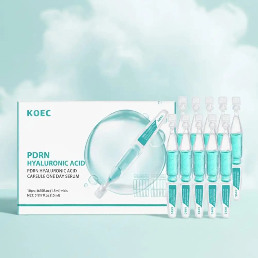 10 Packs KOEC PDRN Hyaluronic Acid Capsule One Day Serum – Daily Hydrating & Nourishing HA Face Ampoule Lightweight Essence