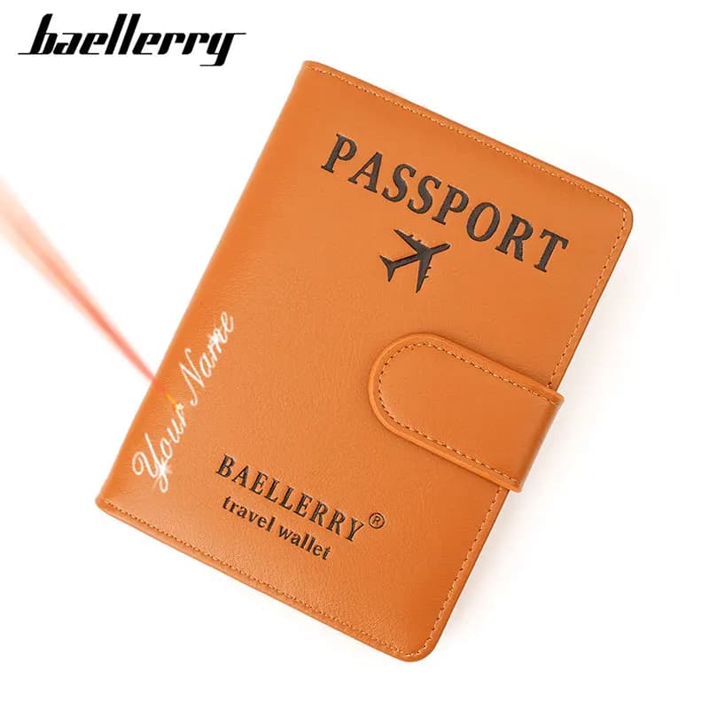 Baellerry New RFID Passport Cover portafogli da uomo nome incisione porta carte di credito borse da donna semplici custodia per passaporti da viaggio Unisex