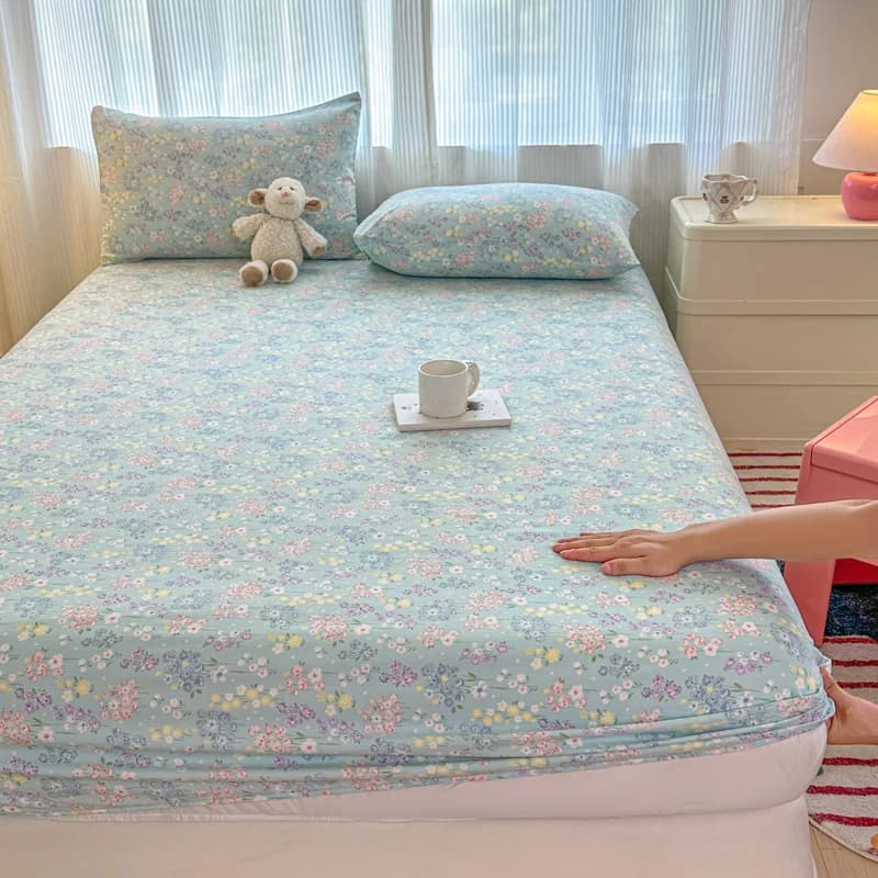Lenzuolo con stampa floreale, singolo/matrimoniale/king size, stile europeo, comodo lenzuolo con angoli elasticizzati, sabana para cama