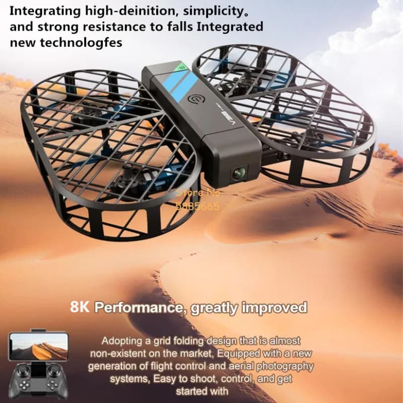 Telecamera HD 8K 360 ° Protezione Localizzazione del flusso ottico FPV RC MINI Drone 2.4G Attitude Hover Quadcopter telecomandato pieghevole