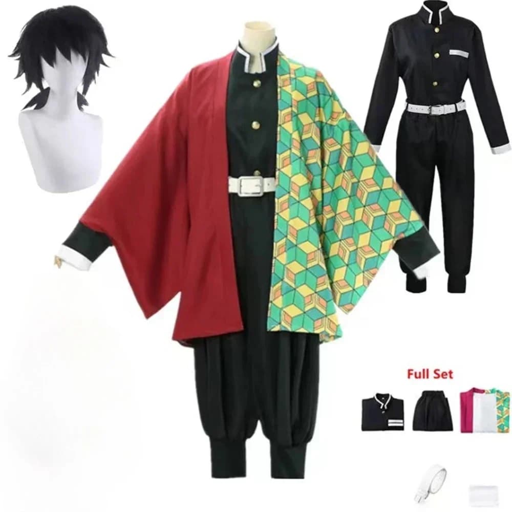 2026 Anime Tomioka Giyuu Cosplay Kostuum Accessoires Pak Uniformen Kostuums Pruik Volwassen Feest Cadeau